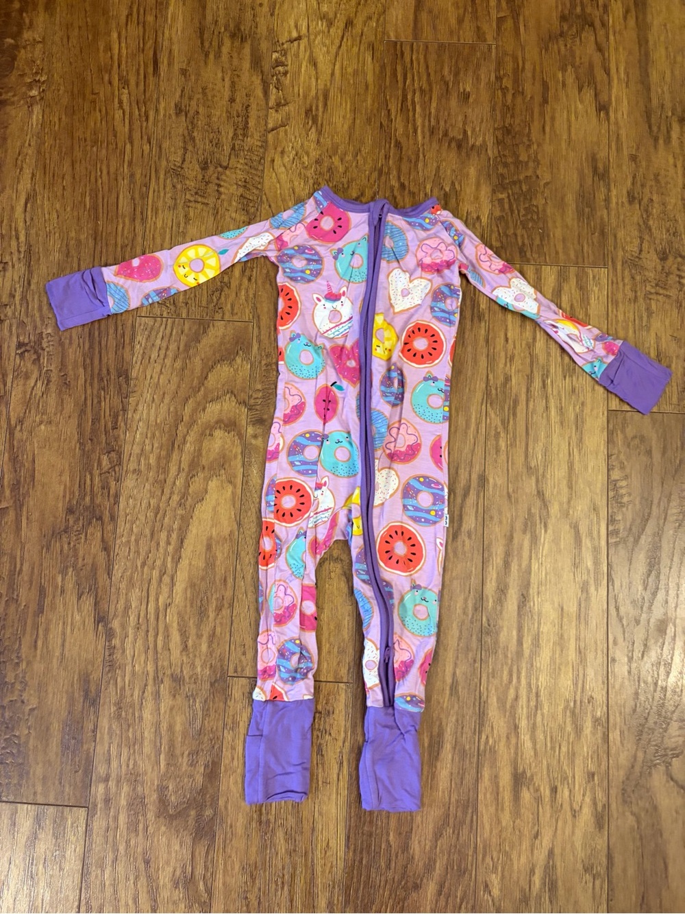 Little Sleepies Pink & Purple Donut Print One-Piece Pajamas